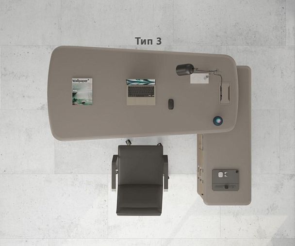 Стол эргономичный правый на тумбе малой (тип 5) Time metal ТМ М1 132 МП ВЛ ВЛ мокко премиум - Вид 9