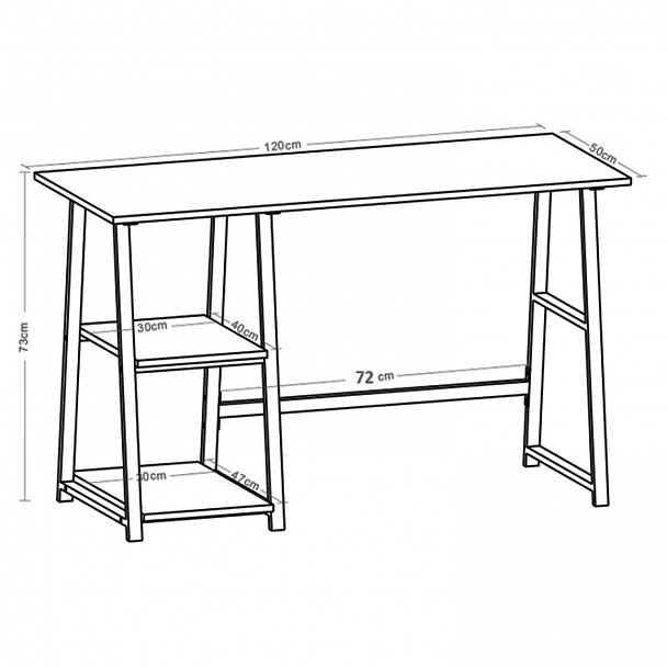 Стол на металлокаркасе BRABIX "LOFT CD-006", 1200х500х730 мм, 2 полки, цвет морёный дуб, 641224 - Вид 5