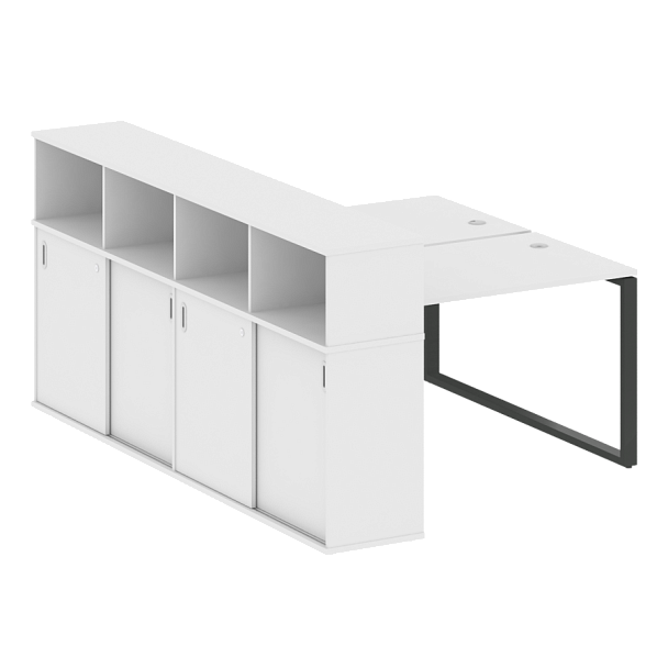 Metal System Р. ст. с шкафом-купе на О-образном м/к БО.РС-СШК-4.2 Т Белый/Антрацит металл 1610*2332*1098 - Вид 1