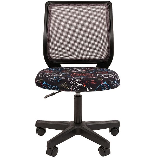 Кресло CHAIRMAN KIDS 112, пластик черный, велюр/сетка, принт GAME - Вид 2