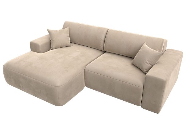 Диван угловой Лига-036 Классик левый угол Велюр бежевый - Вид 5