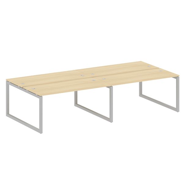 Metal System Quattro Р. ст. на 4 раб. места на О-образном м/к 50БО.СМ-4.4 Акация/Серый металл 3200*1475*750 - Вид 1