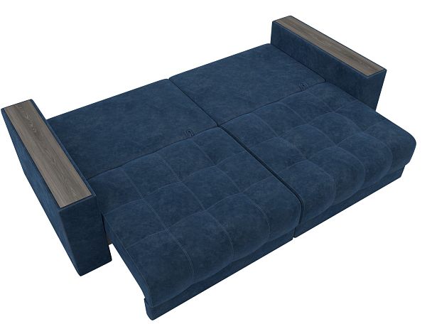 Диван прямой с декором Лига-049 НПБ Велюр синий - Вид 10