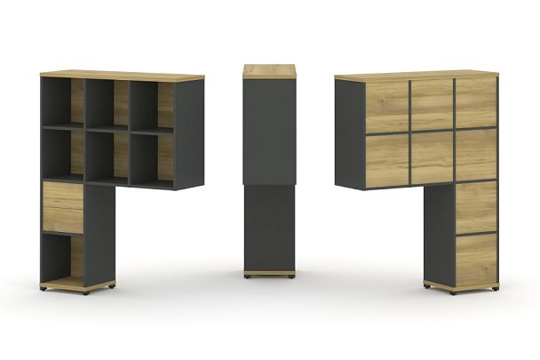 Concept Надставка высокая CN.ONV-002 Дуб Винченцо/Антрацит/Металл Антрацит 1099*350*1486 - Вид 1