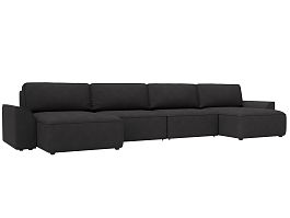 Диван п-образный Лига-048 НПБ лонг Замша коричневый - Фото предпросмотра