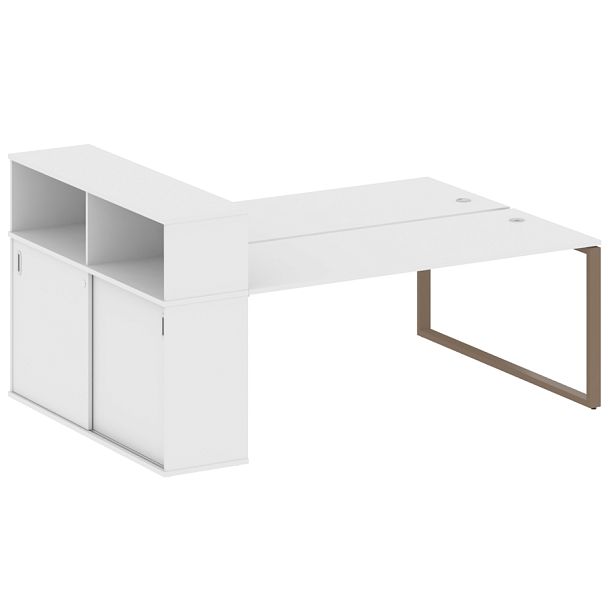 Metal System Р. ст. с шкафом-купе на О-образном м/к БО.РС-СШК-2.5 Т Белый/Мокко металл 2210*1475*1098 - Вид 1