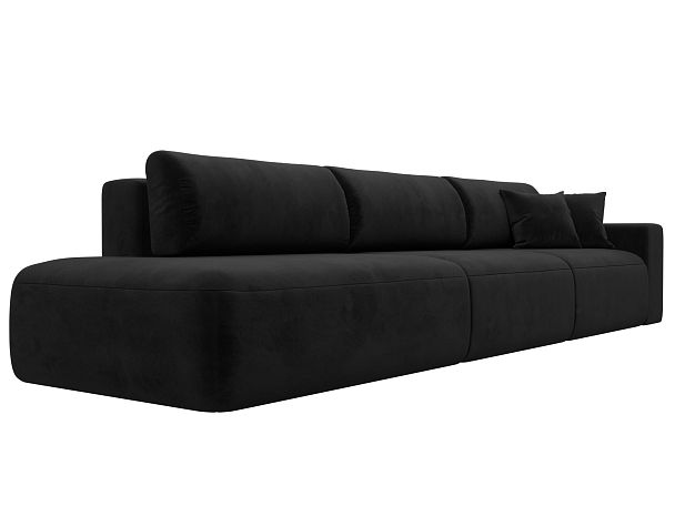 Диван прямой Лига-036 Модерн Лонг подлокотник справа Велюр черный - Вид 4