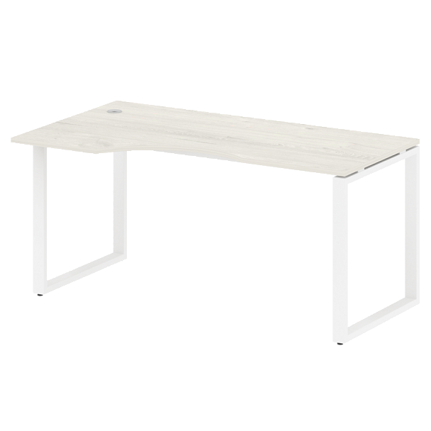 Metal System Стол криволинейный левый на О-образном м/к БО.СА-1 (L) Дуб наварра/Белый металл 1600*900*750 - Вид 1