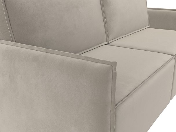 Диван прямой Либерти (полностью микровельвет бежевый) - Вид 4