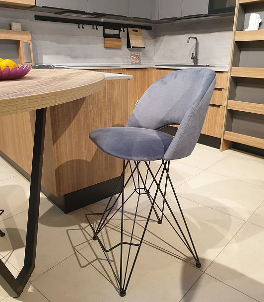 Стул полубарный Sheffilton SHT-ST34/S66-1 платиново-серый/черный муар - Вид 4