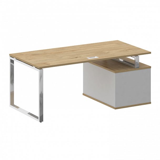 Стол с опорной тумбой "Shift" SK.SRT-180 тиквуд светлый/белый бриллиант - Вид 2