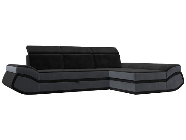 Диван угловой Лига-032 правый угол Велюр черный - Вид 1