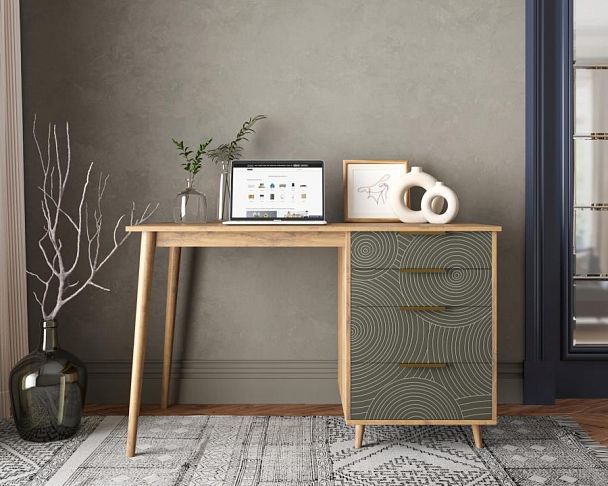 Стол рабочий Line одной тумбой R23/browngrey - Вид 4