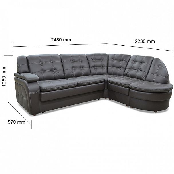 Угловой диван "Йорк" БПС-2РУ кожа - Вид 7