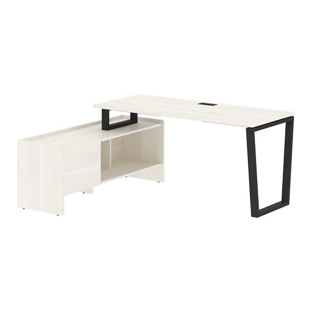 Стол с тумбой EVCT 17614 Ясень Траун/Черный 1760х1400х750 EDIS - Вид 1