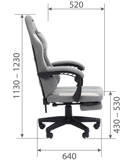 Кресло CHAIRMAN CH26 ткань, серый - Вид 7