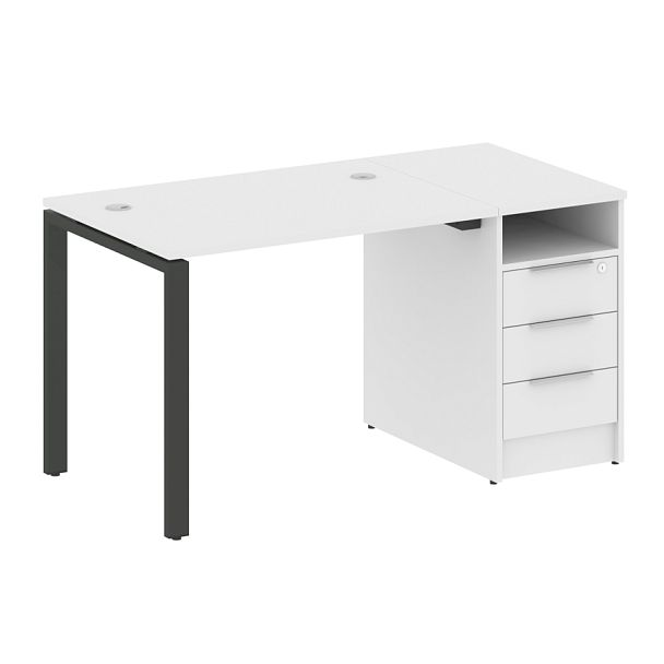 Metal System Р. ст. с тумбой на П-образном м/к БП.РС-СТП-1.1 Белый/Антрацит металл 1412*720*750 - Вид 1