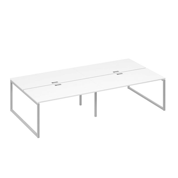 Станция со столами 4х160 на каркасе QUATTRO A4 А4 Б4 178-2 БП белый премиум / металлокаркас серый - Вид 1