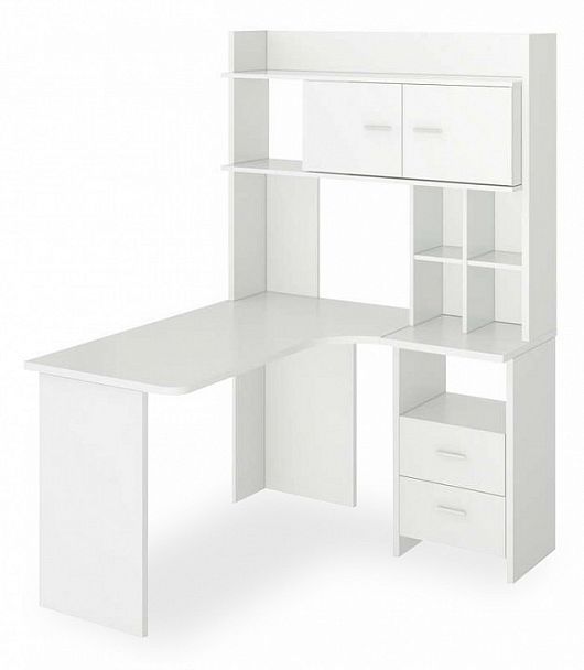 Стол компьютерный Нельсон Lite СКЛ-Угл130+НКЛХ-120 БЕ ПРАВ Белый правый - Вид 1