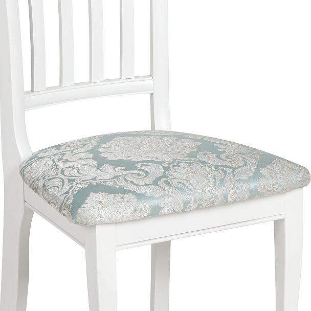 Комплект деревянных стульев с мягким сиденьем Бэль Белая эмаль/Бирюзовый жаккард, 4 шт. - Вид 12