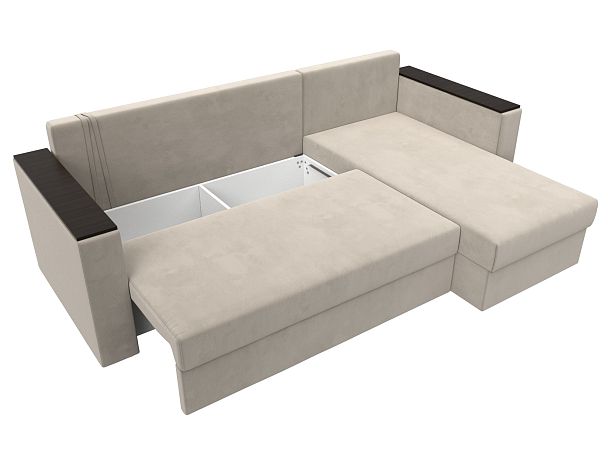 Угловой диван Атланта Лайт Б/С правый (полностью микровельвет бежевый) - Вид 8