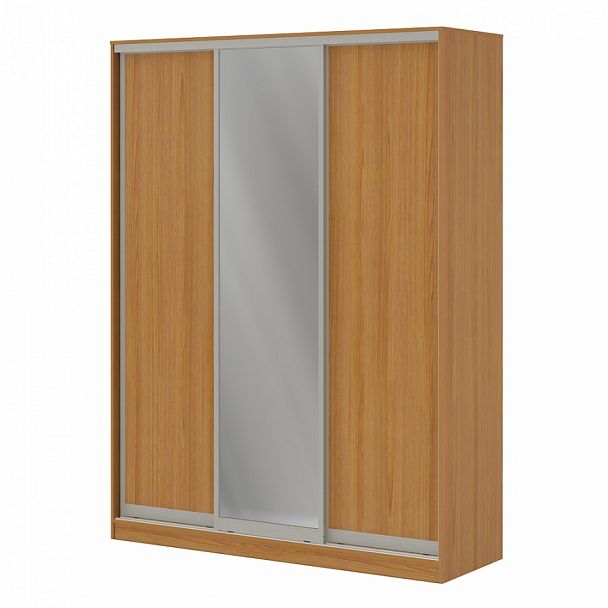 Шкаф купе 1,8 м с одной зеркальной и двумя ЛДСП дверями "Система-M" ПК-ШК-КМШ240х180Д2/СЗ1-В1-24 ольха - Вид 1