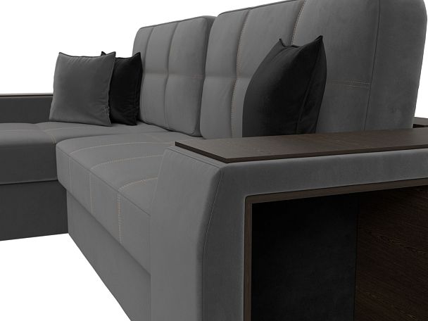 Угловой диван Брюссель левый (полностью велюр серый) - Вид 4