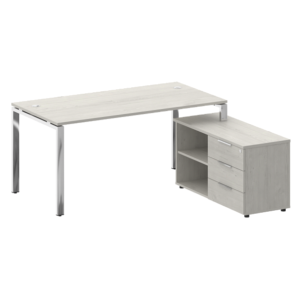 Metal System Direct Стол руковододителя с тумбой правый БГ.СРТ-4.8 (R) Дуб наварра/Нерж. сталь 1700*1620*750 - Вид 1