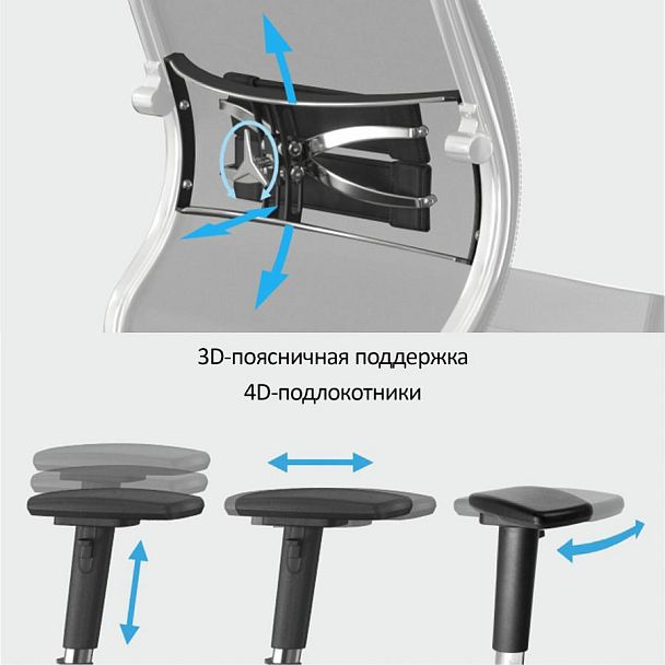 Кресло МЕТТА "YOGA" Y 2DM B2-10D, 2D-спинка, 3D-подголовник, 4D-подлокотники, экокожа, черное - Вид 12