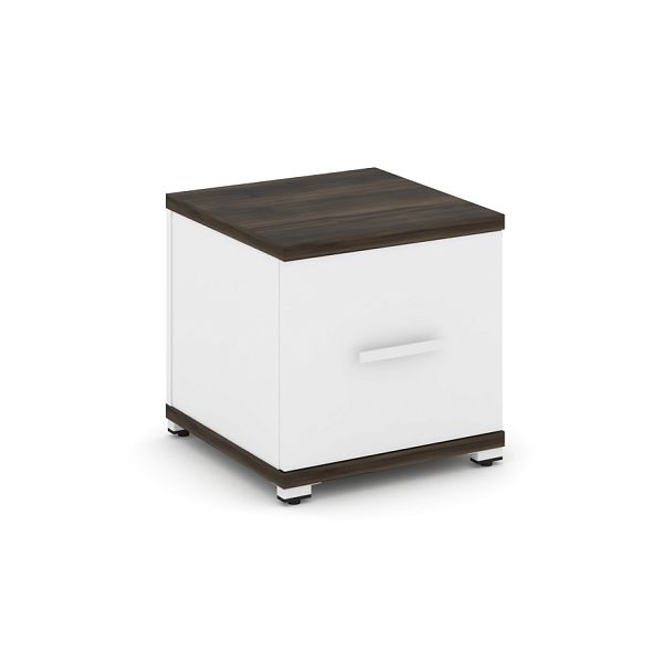 Concept Тумба приставная 1 распаш. фасад CN.TUP-004 W Дуб Мали/Белый Бриллиант/Металл Белый 420*420*416 - Вид 1