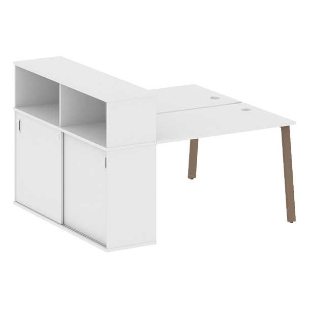 Metal System Р. ст. с шкафом-купе на А-образном м/к БА.РС-СШК-2.2 Т Белый/Мокко металл 1610*1475*1098 - Вид 1