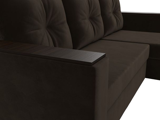 Угловой диван Атланта Лайт Б/С правый (полностью микровельвет коричневый) - Вид 4