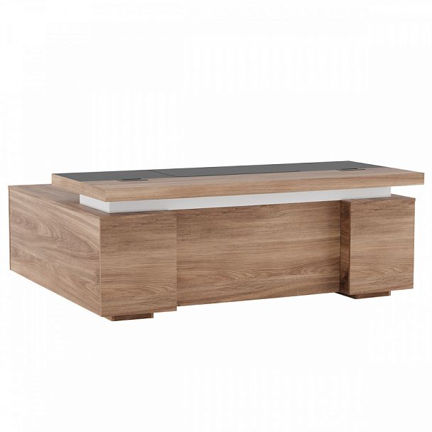 Стол письменный с тумбой и приставкой Liverpool 200x170x76 орех - Вид 1