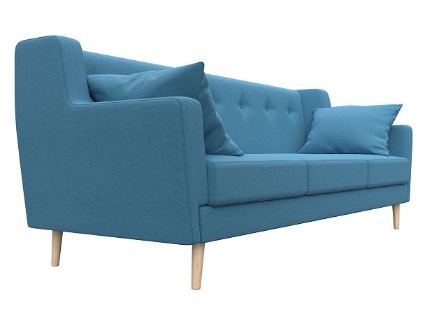 Диван кухонный прямой Брайтон 3 Рогожка голубой - Вид 3