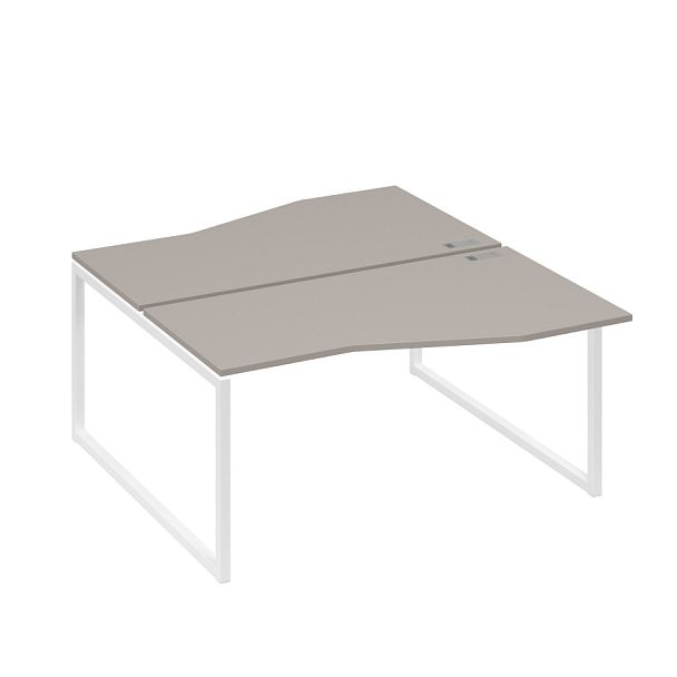 Станция каркас QUATTRO столы 2х160 Техно эргономичные A4 А4 Б4 191 БП мокко премиум / металлокаркас белый - Вид 1