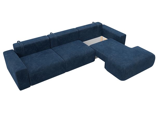 Диван угловой Лига-036 НПБ Классик Лонг правый угол Велюр синий - Вид 7