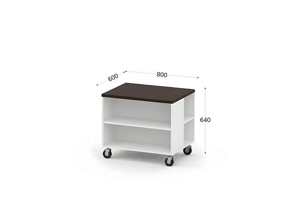 БЕРЛИН / BERLIN Тумба для копира на роликовых опорах 800х600х640 Венге/Белый - Вид 2
