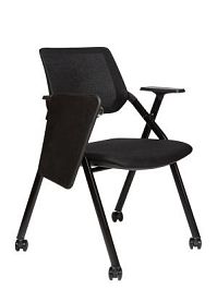 Стул / Step M+R / черный пластик / черная сетка / черная ткань/ пюпитр/ролики - Фото предпросмотра