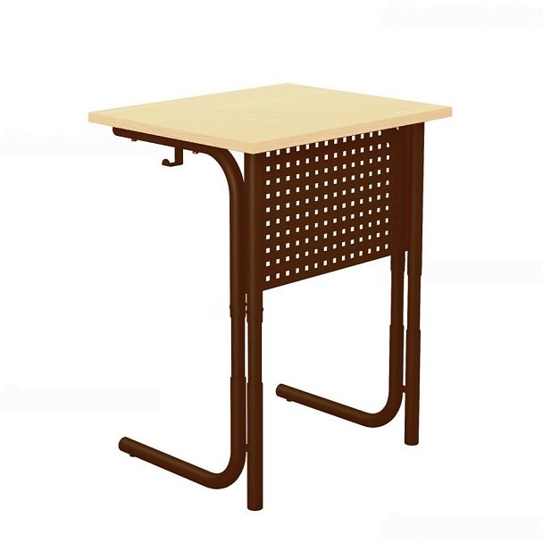 Стол ученический 101РП, 1-местный, регулируемый (экран-перфорация) на круглой трубе (м/к Коричневый, Серый, Черный), гр.5-7 - Вид 5