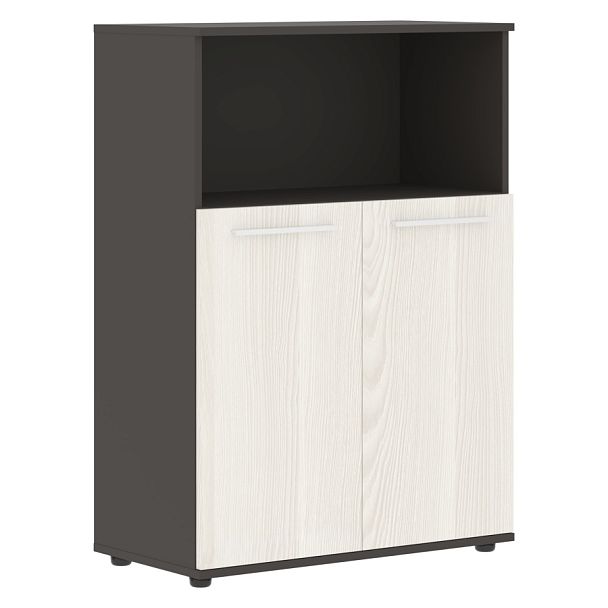 Шкаф средний широкий EMCS 85.3 Ясень Траун/Белый/Мокко 852х430х1199 EDIS - Вид 1