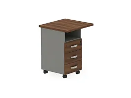 БЕРЛИН / BERLIN Тумба приставная левая 650х580х740 Орех Вармия/Серый - Фото предпросмотра