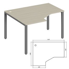 Эргономичный стол левый Trend Metal 140x120x75 дуб феррара - Фото предпросмотра