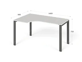 UNITY РМСУ9-14L БЕЛЫЙ Стол на металлокаркасе угловой левый 1400х900х750 - Фото предпросмотра