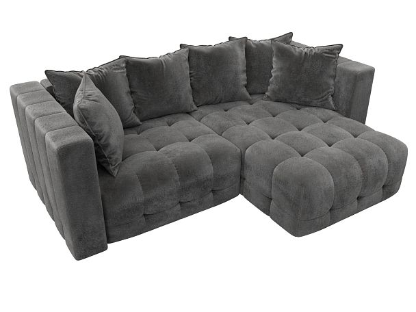 Диван угловой Лига-052 НПБ угол универсальный Велюр серый - Вид 6