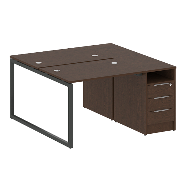 Metal System Quattro Р. ст. с тумбой на О-образном м/к 40БО.РС-СТП-2.1 Венге/Антрацит металл 1412*1475*750 - Вид 1