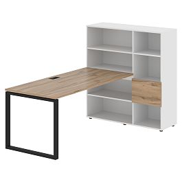 Стол-стеллаж EQRST 1217 Дуб Денвер светлый/Черный/Белый 2190х1250х1355 EDIS - Фото предпросмотра
