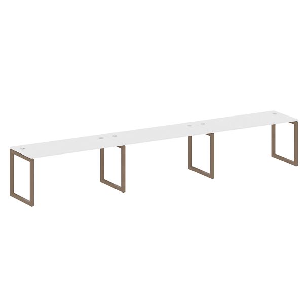 Metal System Quattro Р. ст. на 3 раб. места на О-образном м/к 50БО.СМ-3.4 Белый/Мокко металл 4800*720*750 - Вид 1