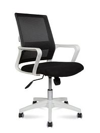 Кресло офисное / Бит LB / белый пластик / черная сетка / черная ткань - Фото предпросмотра