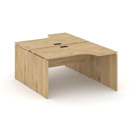 Стайл Проджект Рабочая станция эргоном. SN-D.DRPA-001 Тиквуд Светлый/Черная Заглушка 1380*1232/1992* - Фото предпросмотра