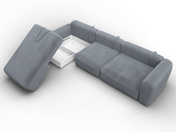 Диван угловой Лига-066 НПБ Лонг угол левый Велюр серый - Вид 7